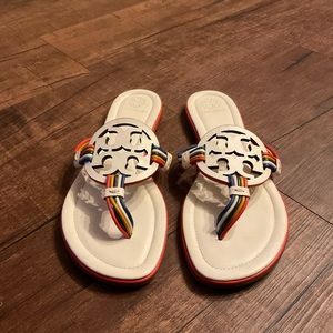 Tory Burch White Rainbow Miller Sandals - 9